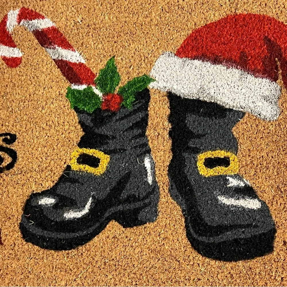 Festive Santa Welcome Mat - Black, Red, White